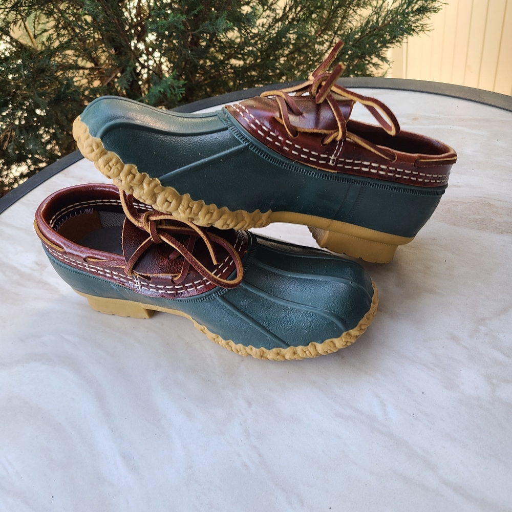 Green/Leather LL Bean Boot Moc Women's SZ 7